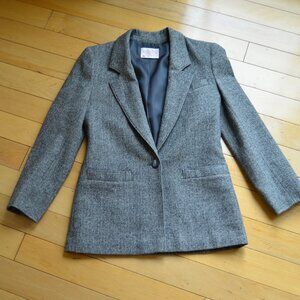 Pendleton Vintage Gray Wool Herringbone Preppy Academia Blazer Jacket Size 2